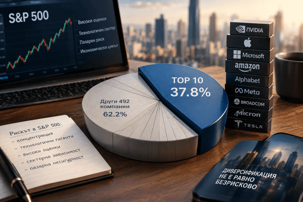 S&P 500 с висока концентрация на най-големите технологични компании и скрити инвестиционни рискове.
