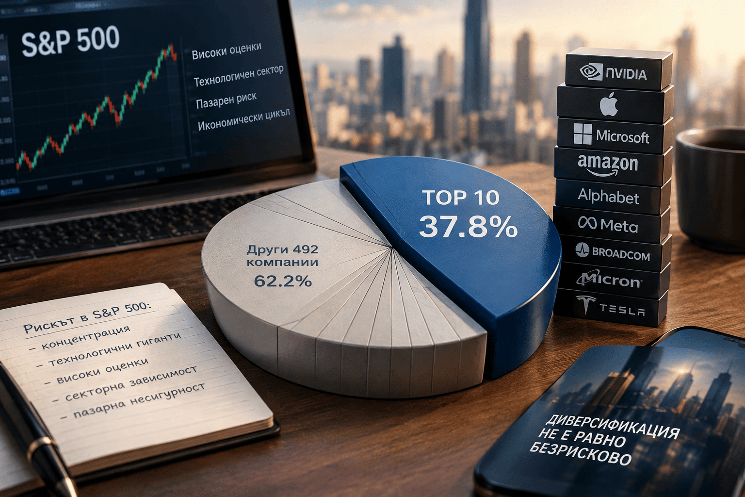 S&P 500 с висока концентрация на най-големите технологични компании и скрити инвестиционни рискове.